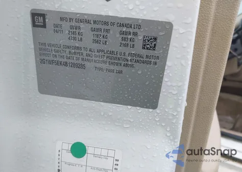 2011 Chevrolet Impala Ls from USA, damaged, VIN 2G1WF5EK4B1289285